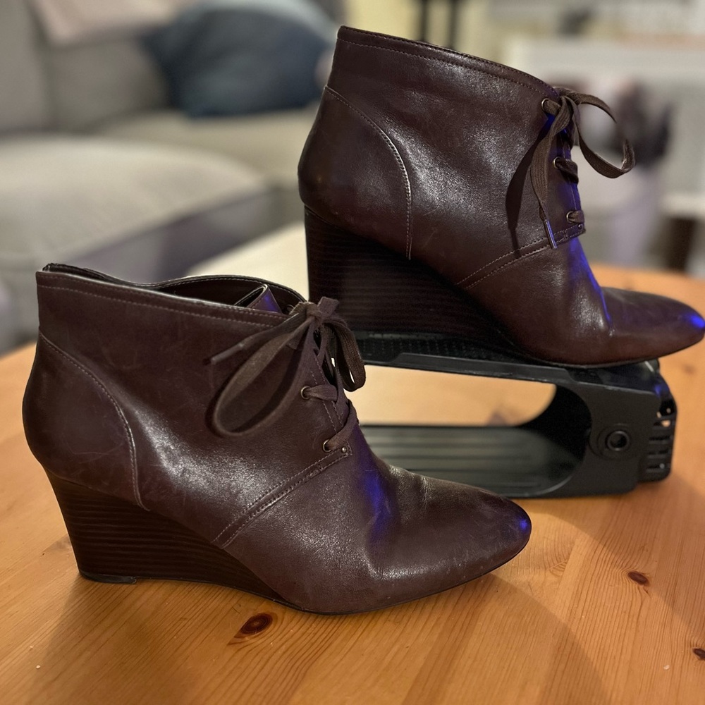Lauren Ralph Lauren brown wedge booties